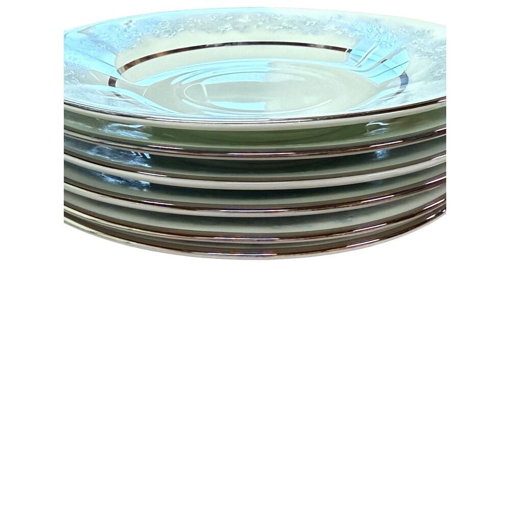 OXFORD Lenox China Twilight Dell White Silver Blue White Floral 8" SALAD PLATE s - Picture 5 of 11